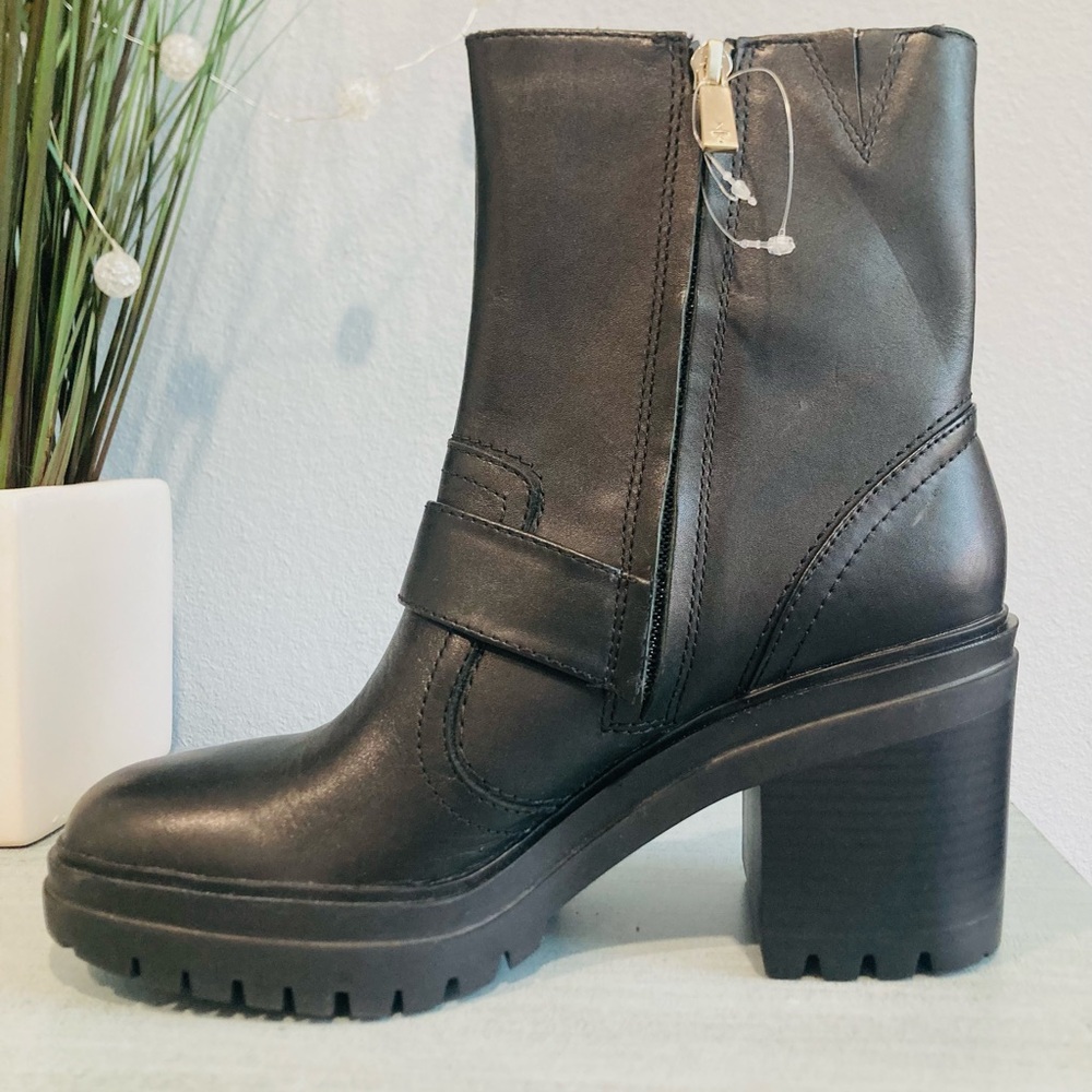 NWOT Kenneth Cole Rhode Heel Buckle PG Polar Grip Black Leather Boots 8.5 - Picture 3 of 16